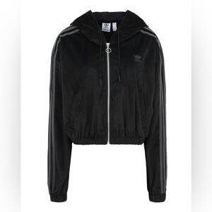 Adidas Black Cropped Corduroy Hoodie